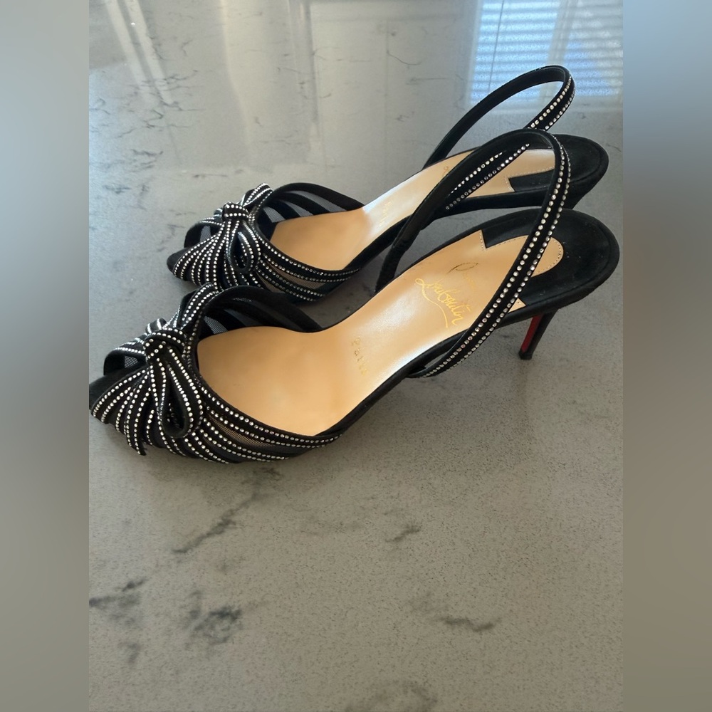 Christian Louboutin Araborda 70 crystal-embellished sling back sandals - Picture 2 of 6